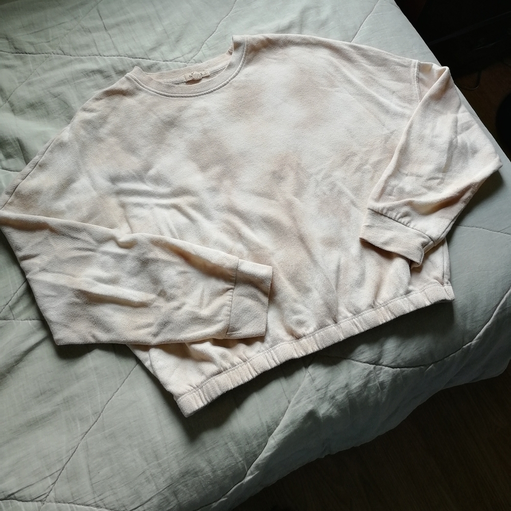 GARAGE crop Stassie tie dye sweater fleece lined cotton blend Large